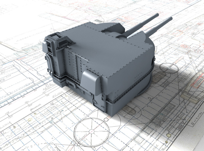 1/200 Battle Class 4.5"/45 QF MKIV RP10 Gun x2 3d printed 3d render showing product detail