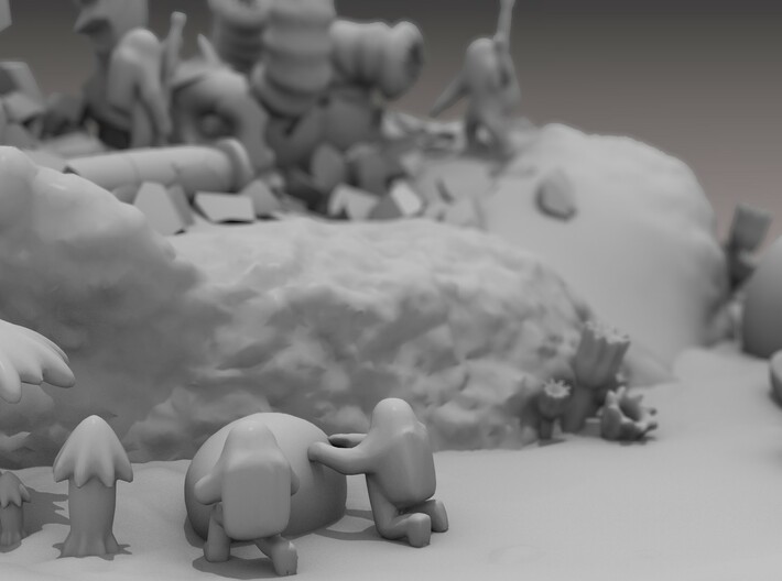 Space egg hunt adventure (a SLINGSHOT diorama) 3d printed Rendering of 3D scene