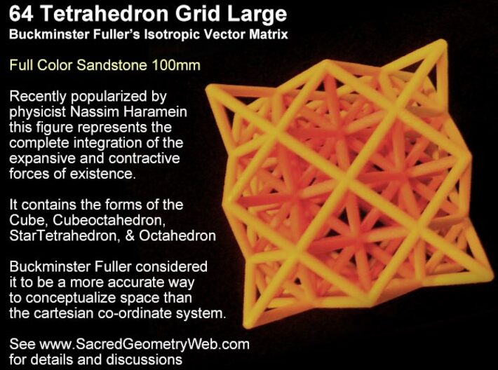 64 Tetrahedron Grid 10cm Isotropic Vector Matrix 3d printed 