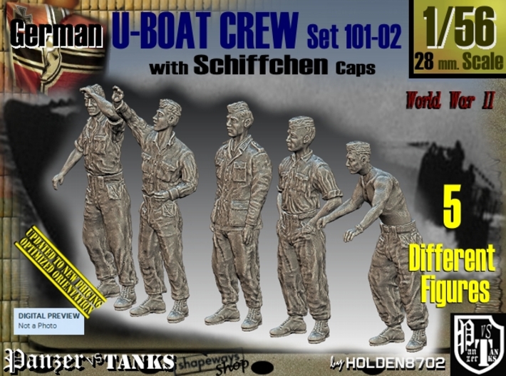 1/56 German U-Boot Crew Set101-02 3d printed