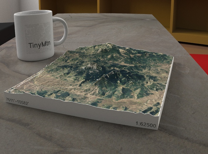 Central Elkhead Mountains, Colorado, 1:62500 3d printed