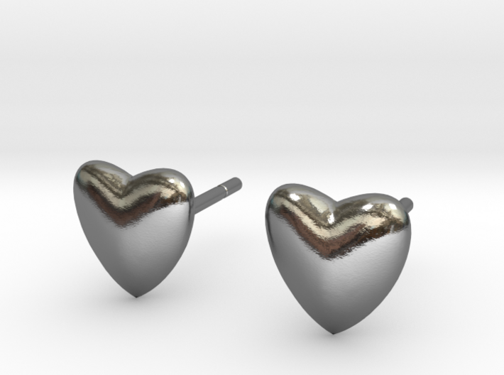 earpins heart 3d printed Silver heart shaped earpins