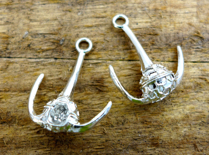 Ceratium Dinoflagellate Earrings 3d printed Ceratium Dinoflagellate Earrings in raw  silvered silver