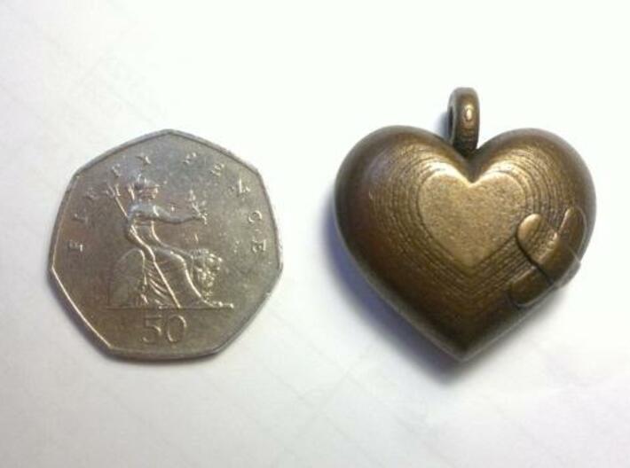 Wounded Heart Pendant 3d printed Antique Bronze Matte