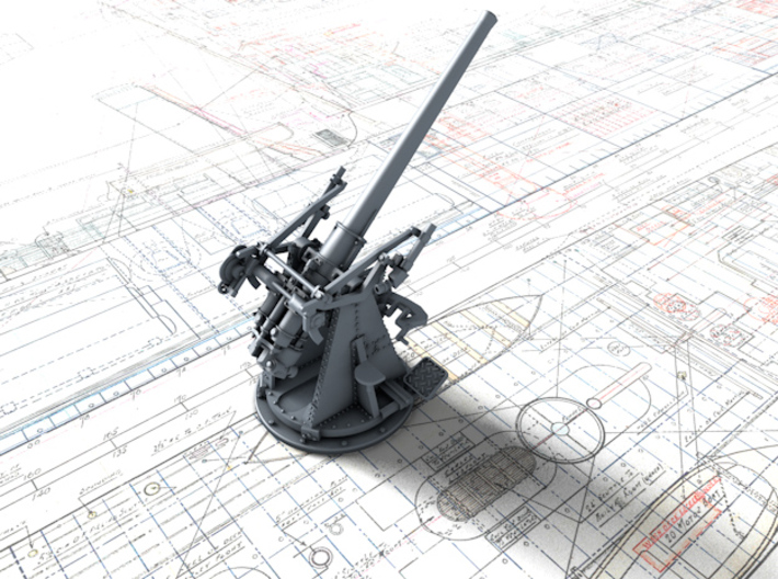 1/72 12-pdr 3"/45 (76.2 cm) 20cwt Gun 45º 3d printed 3d render showing product detail