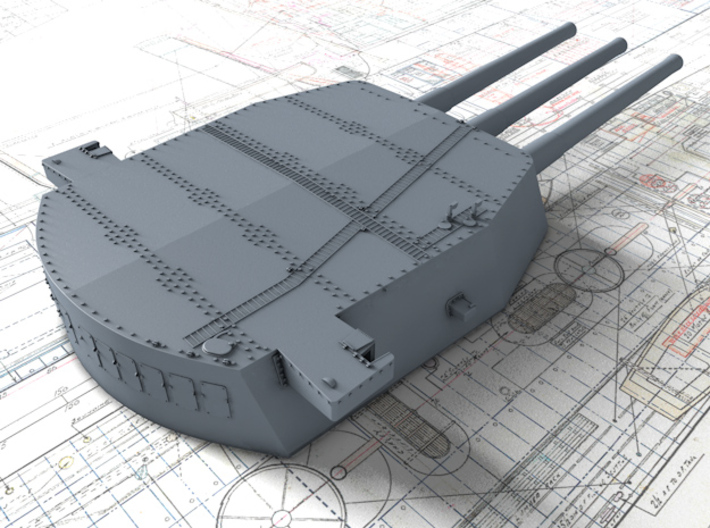 1/200 HMS Nelson 16"/45 (40.6 cm) Mark I Guns 1927 3d printed 3d render showing A,B and X Turret detail