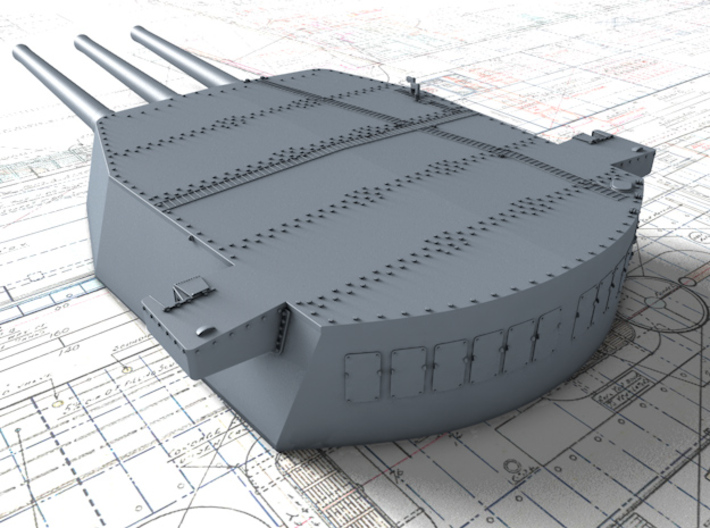 1/192 HMS Nelson 16"/45 (40.6 cm) Mark I Guns 1927 3d printed 3d render showing A,B and X Turret detail