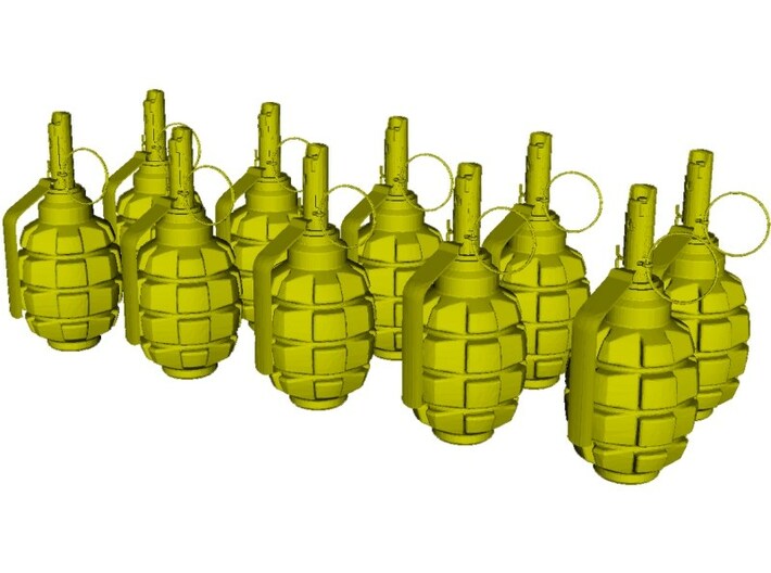 1/10 scale F-1 Soviet hand grenades x 10 3d printed