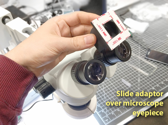 AmScope Microscope Cellphone Adapter 3d printed Mount onto eyepiece.