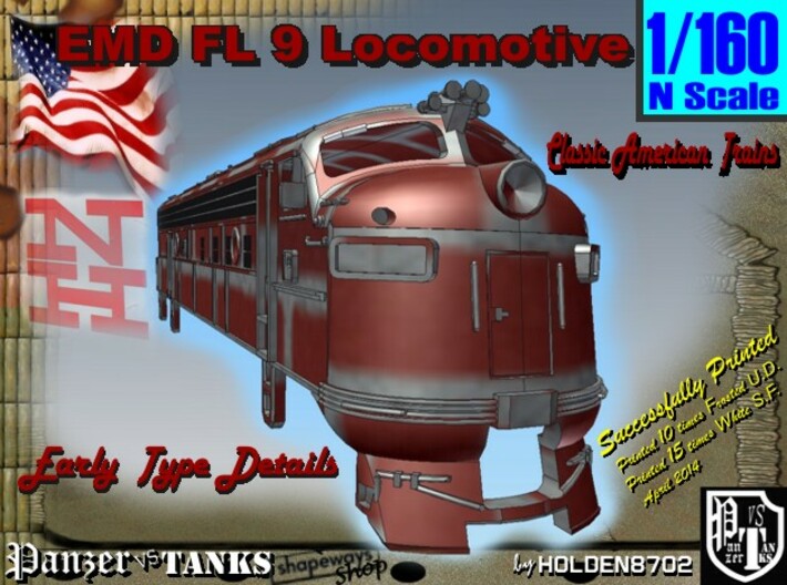 1-160 EMD FL 9 Locomotive 3d printed