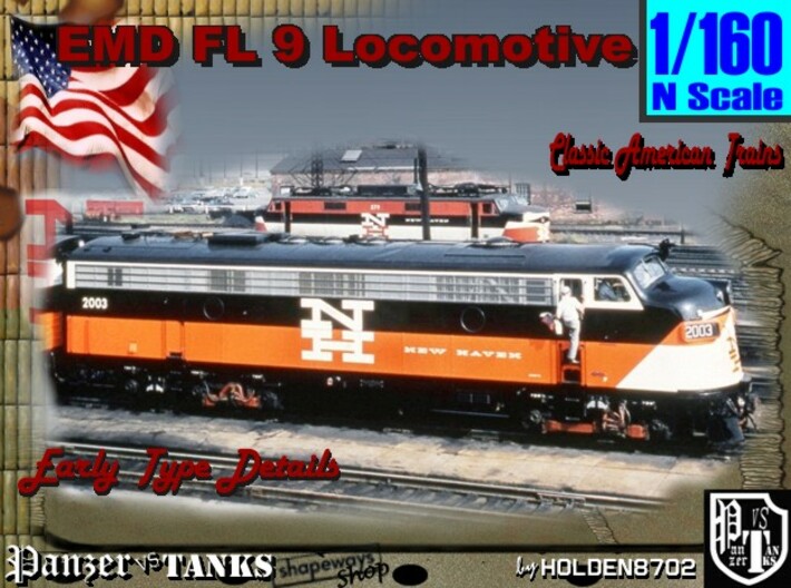 1-160 EMD FL 9 Locomotive 3d printed 