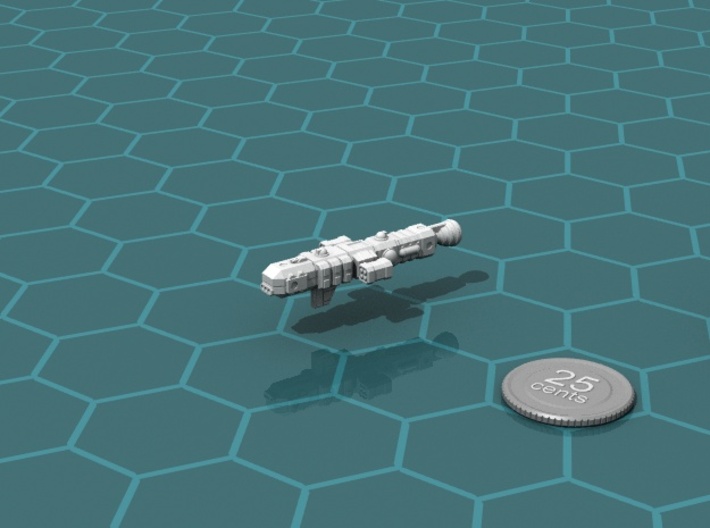 MCSF Troop Transport 3d printed Render of the model, with a virtual quarter for scale.