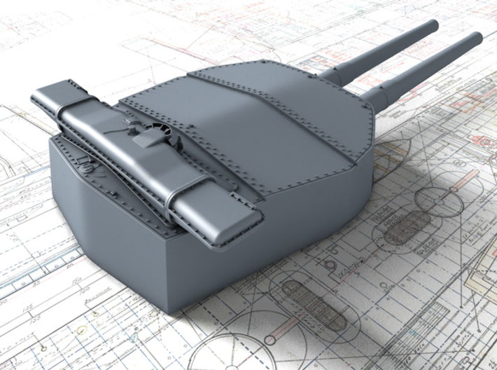 1/144 HMS Hood 15" (38.1 cm) Mark II Turrets 1920 3d printed 3d render showing X and  Y Turret detail