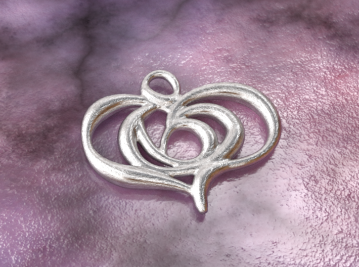 Floating heart 3d printed raw silver material