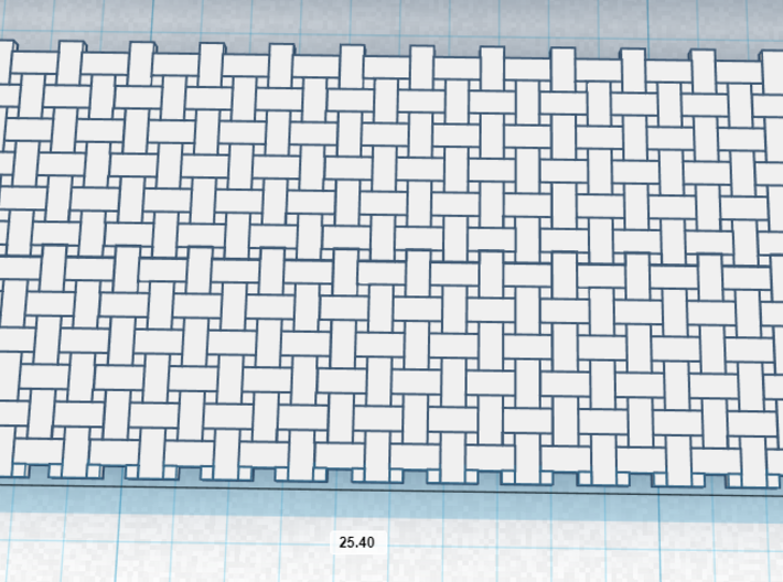 1/61 Basket weave tile 3d printed Zoom in of the 3d Model to show 1inch/25.4mm