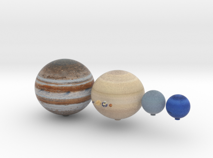 The 8 planets to scale, 1:1 billion 3d printed