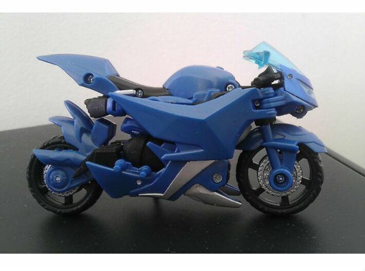 CHROMIA homage Tempest Set for RID 3d printed Tempest Head enclosed in a Deluxe TF Prime Arcee alt mode
