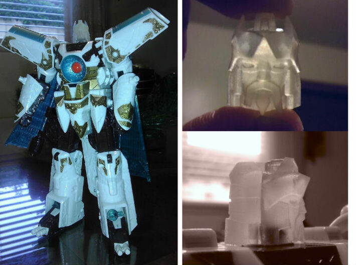 Alpha Trion homage Lord Valen for TF Voyager Vecto 3d printed Valen Head in Frosted Ultra Detail on TF Voyager Vector Prime