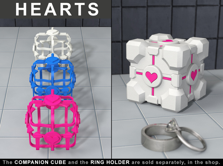 Portal ® &quot;Hearts&quot; for the Companion Cube Ring Box 3d printed The Ring Box and Ring Holder are sold separately in the shop!