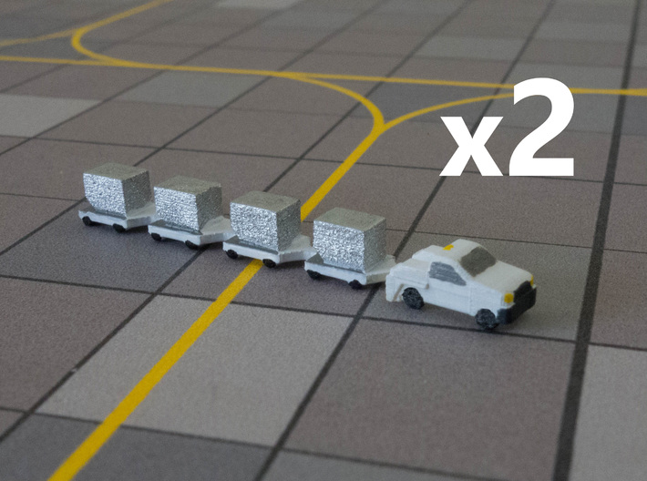 High Speed Baggage Tractor Set 3d printed 