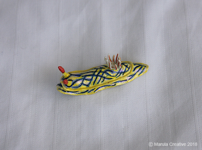 Riata the Nudibranch - Hypselodoris nigrostriata 3d printed Hand painted white strong &amp; flexible polished
