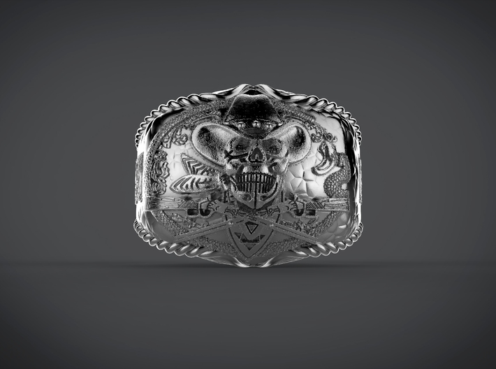 western skull ring 3d printed 