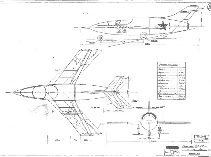 (1:285) Yakovlev Yak-29 3d printed 