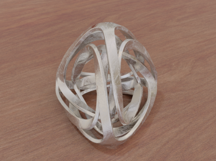 Twisted Tetrahedron (Thin) 3d printed Stainless Steel (render)