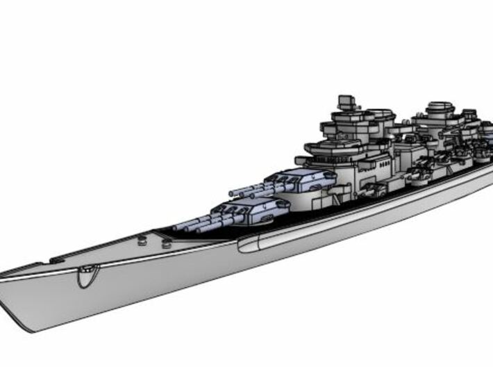 1800 turrets assy 3d printed Shown mounted on 1/1800 H-1940A Battleship, sold separately