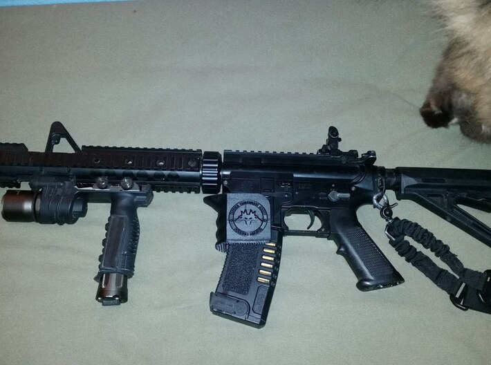 Durable M4/AR15 Magwell Grip 3d printed Same Magwell grip with a different emblem