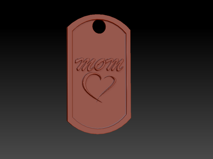 'Mom' Mother's Day Heart Dog Tag 3d printed 