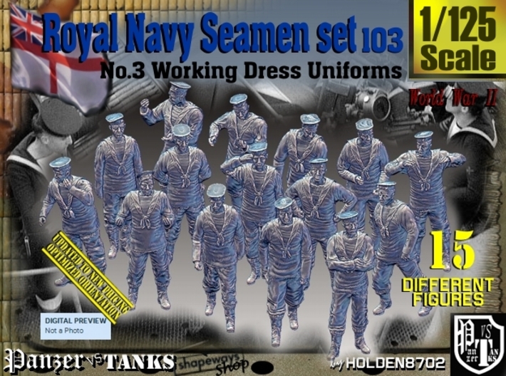 1/125 Royal Navy Seamen Set103 3d printed