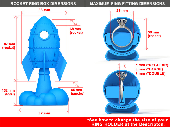 Love Rocket - Proposal Ring Box 3d printed This purchase includes only the two halves of the Rocket Ring Box. The Ring Holder and Stand are sold separately, in the shop.