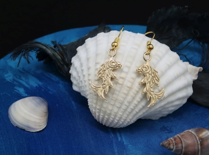 Shard Fish Earrings 3d printed 