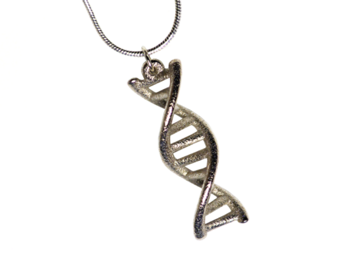 DNA Double Helix Pendant 3d printed Polished nickel steel.