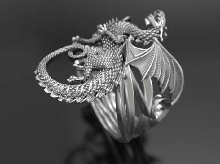 Whitby-wyrm dragon ring 3d printed 