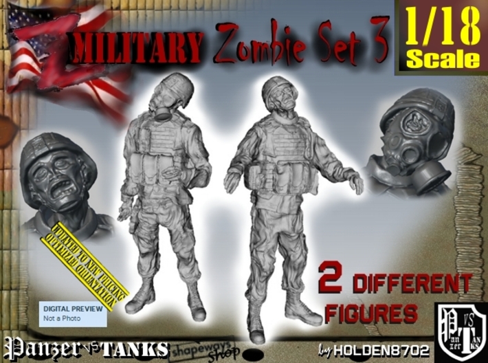 1-18 Military Zombie Set 3 3d printed