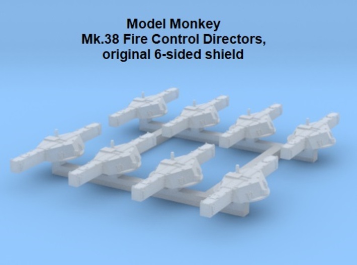 1/700 Mk.38 Directors, original 6-sided shield 3d printed