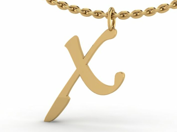 X Classic Script Initial Pendant 3d printed rendering on cable chain