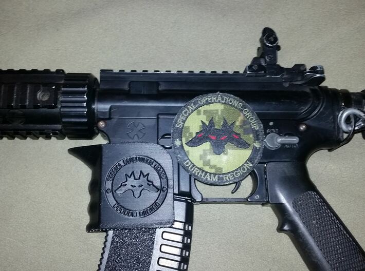 Office of Naval Intelligence ONI Magwell Grip 3d printed different design on same magwell grip