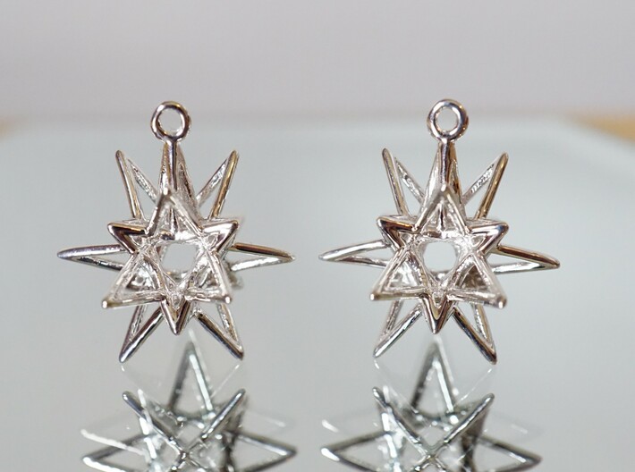Starry Knight Earrings 3d printed Stellar Drop Earrings in Rhodium Plated Brass