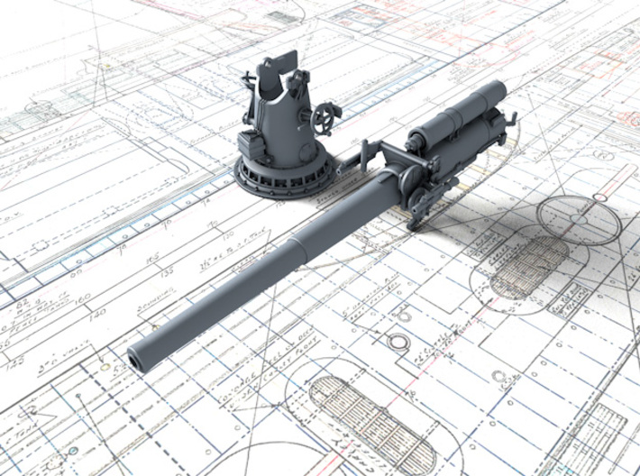 1/48 4"/45 BL MK IX CPI Mount Gun x1 3d printed 3d render showing product detail