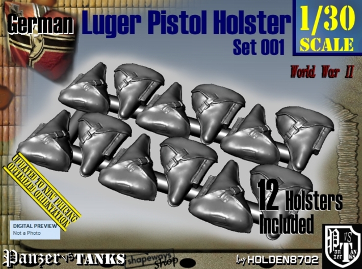 1/30 German Luger Pistol Holsters Set001 3d printed