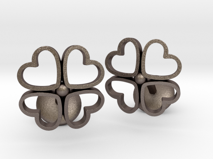 Floral Heart Cufflinks 3d printed