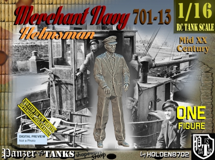 1/16 Merchant Navy Helmsman 701-13 3d printed