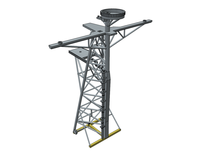 1/350 Ticonderoga CG-47 class Cruiser Mast 3d printed Carefully remove and discard the portion shown in yellow.