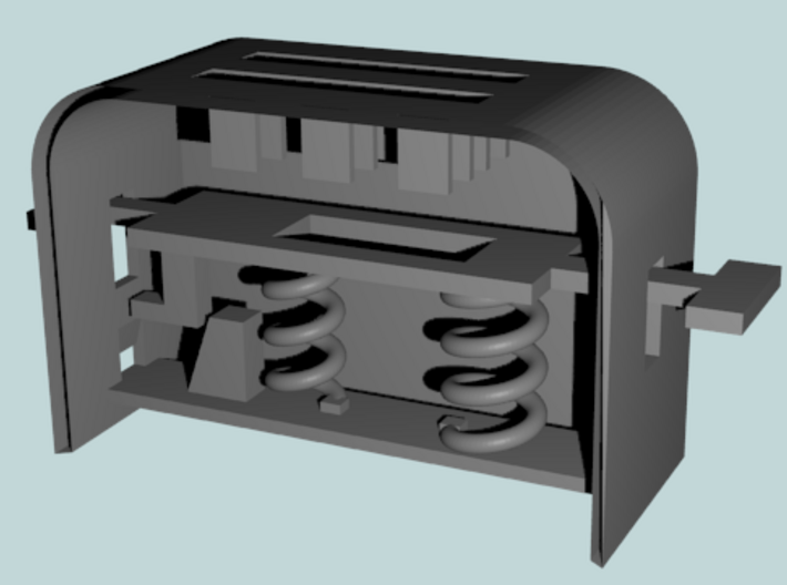BJD Spring-Loaded Toaster 3d printed Render of Toaster Internals