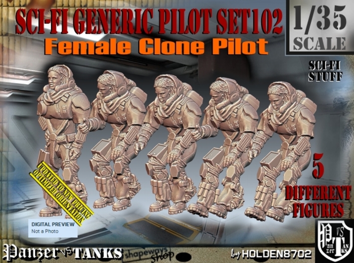 1/35 Sci-Fi Generic Female Pilot Set102 3d printed