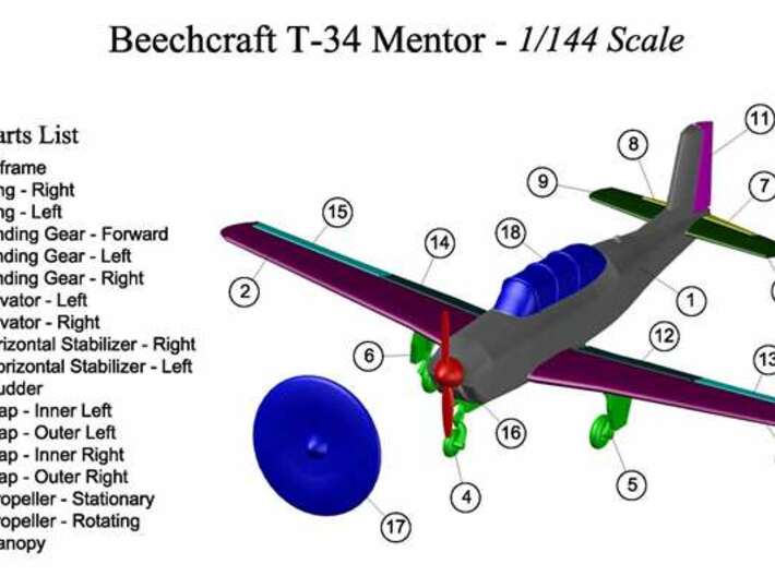 T34Mentor-144scale-4-PartFret 3d printed 