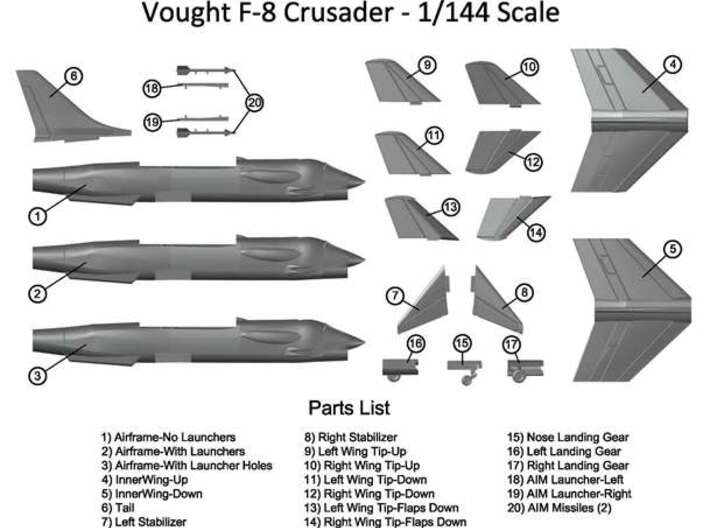 F8-144scale-13-LeftWingTip-FlapsDown 3d printed 